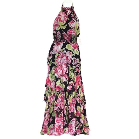 Free People Black Floral In Full Bloom Flowy Maxi Dress New Size XS - Picture 3 of 15